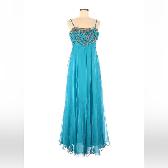 Dave and Johnny Laura Ryner chiffon, and rhinestone cocktail party maxi dress 10 - Picture 1 of 9